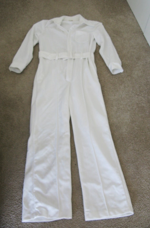 1970's Men's/Women's Jumpsuit// Vintage Mod White 