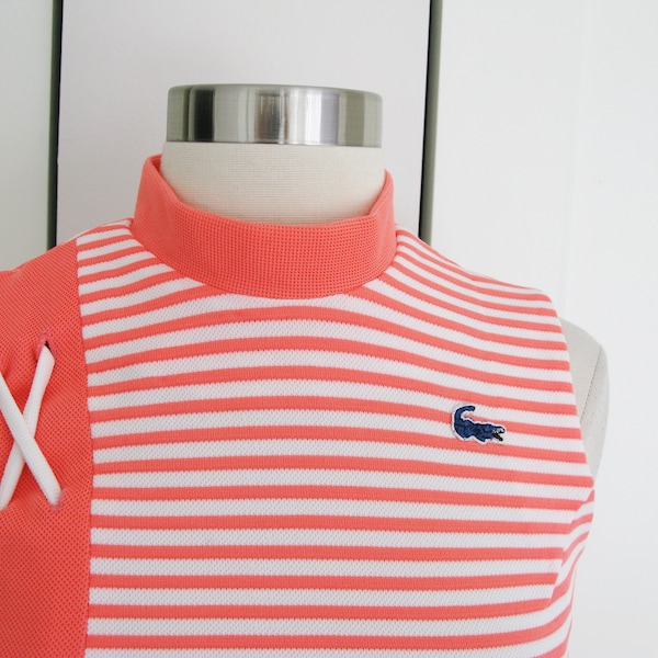 1970's CHEMISE LACOSTE  // Hot Pink and White Stripe Sleeveless  Mini Dress // Size Extra Small - Small