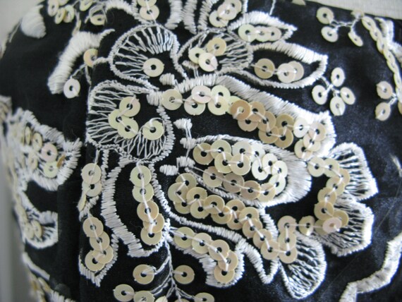 GUNNE SAX Dress 1980's Black With Floral  Sequins… - image 3