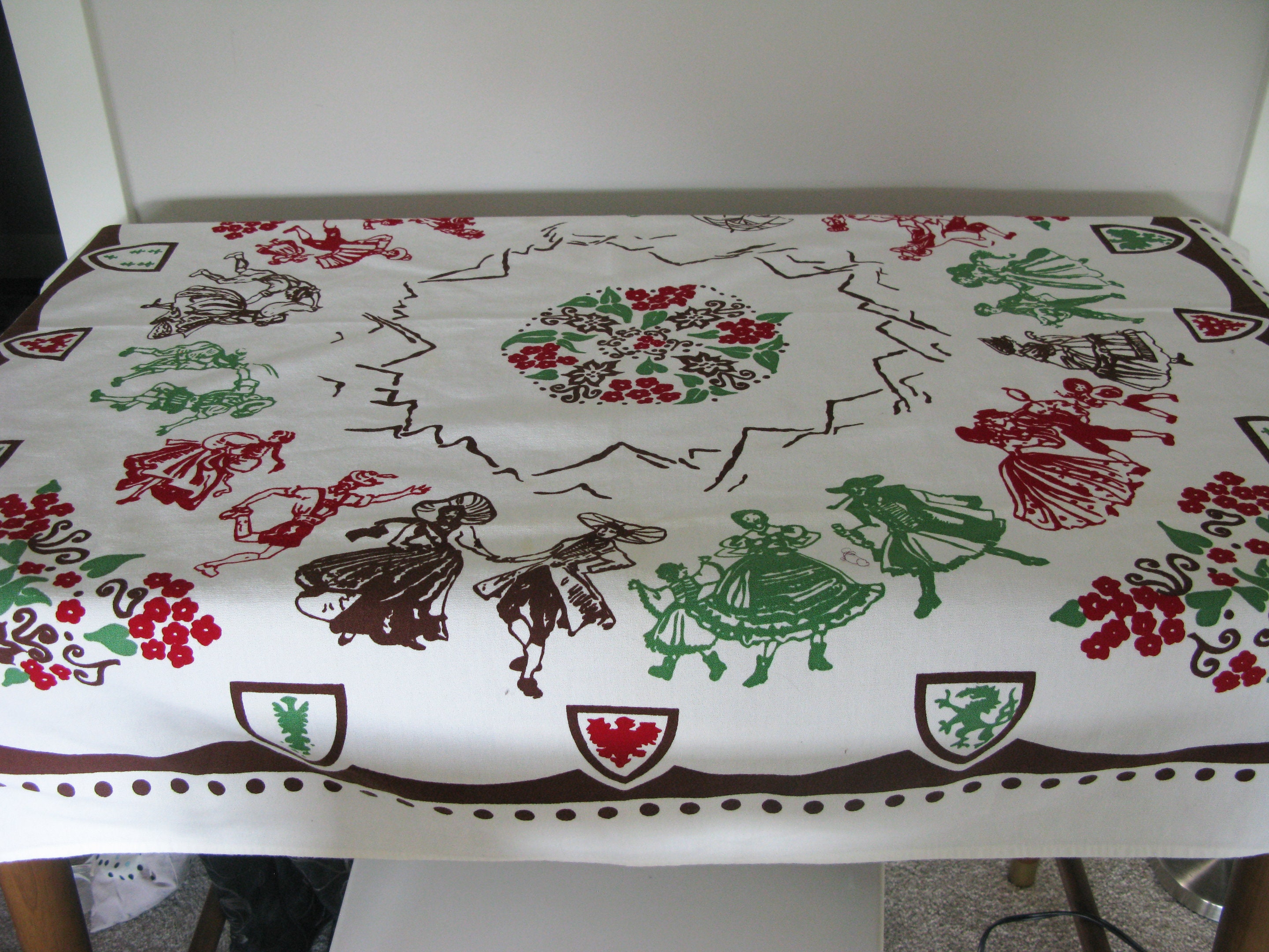 Cotton Square Kitchen Decor 42 x 39 SALE Mid Century Artex Table Cloth ...