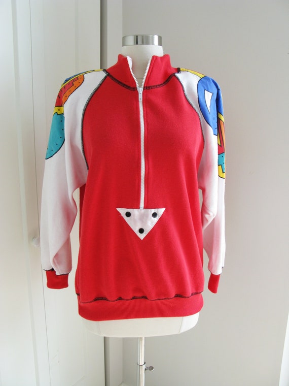 80's Graphic Design Pullover// Vintage Raglan Slee