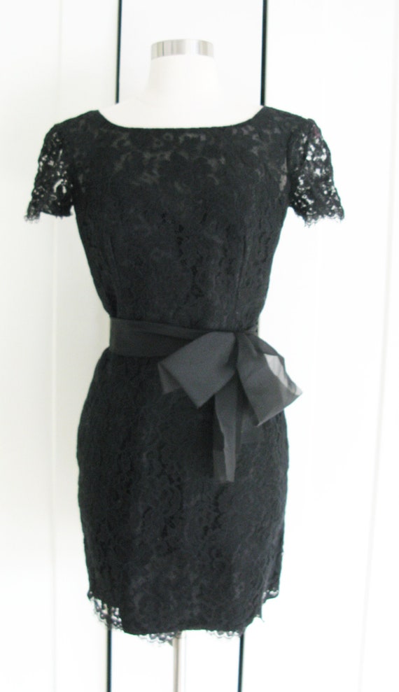 80's Black Lace  Cocktail Dress // Vintage 1980's 
