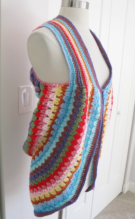 Vintage  Crochet Knee Length Circle Sweater Vest /