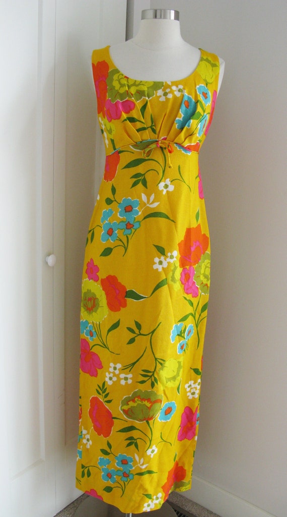 1960's Hawaii Maxi Dress Resort Wear// Sleeveless 