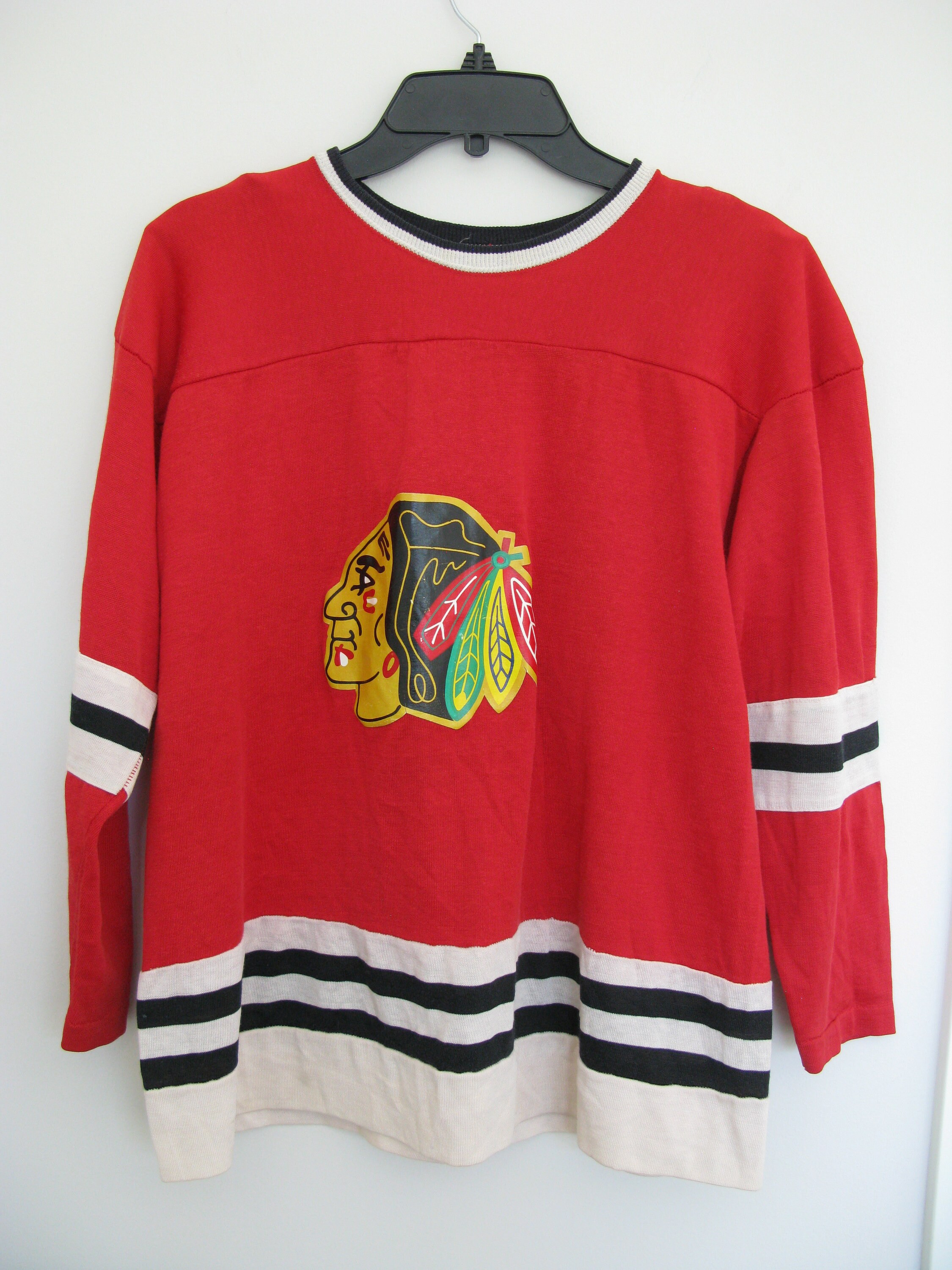 Rare Vintage 1970's New Era Knitting NHL Chicago Blackhawks Hockey Jersey