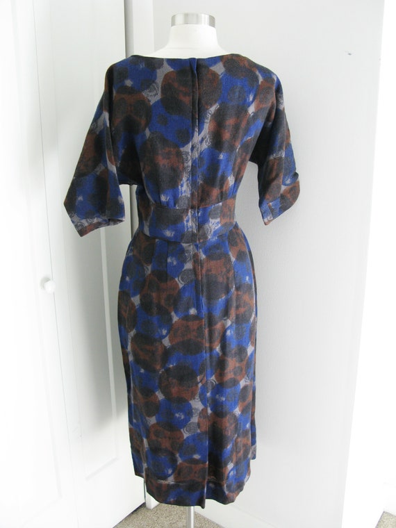 1950's Wiggle Dress  //Vintage 50's  Blue Novelty… - image 8