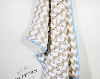 CROCHET PATTERN - Crochet Chevron Blanket Pattern, Baby Blanket Pattern, Chevron Blanket Pattern, Crochet Shells, Crochet Ripple, pdf #020A