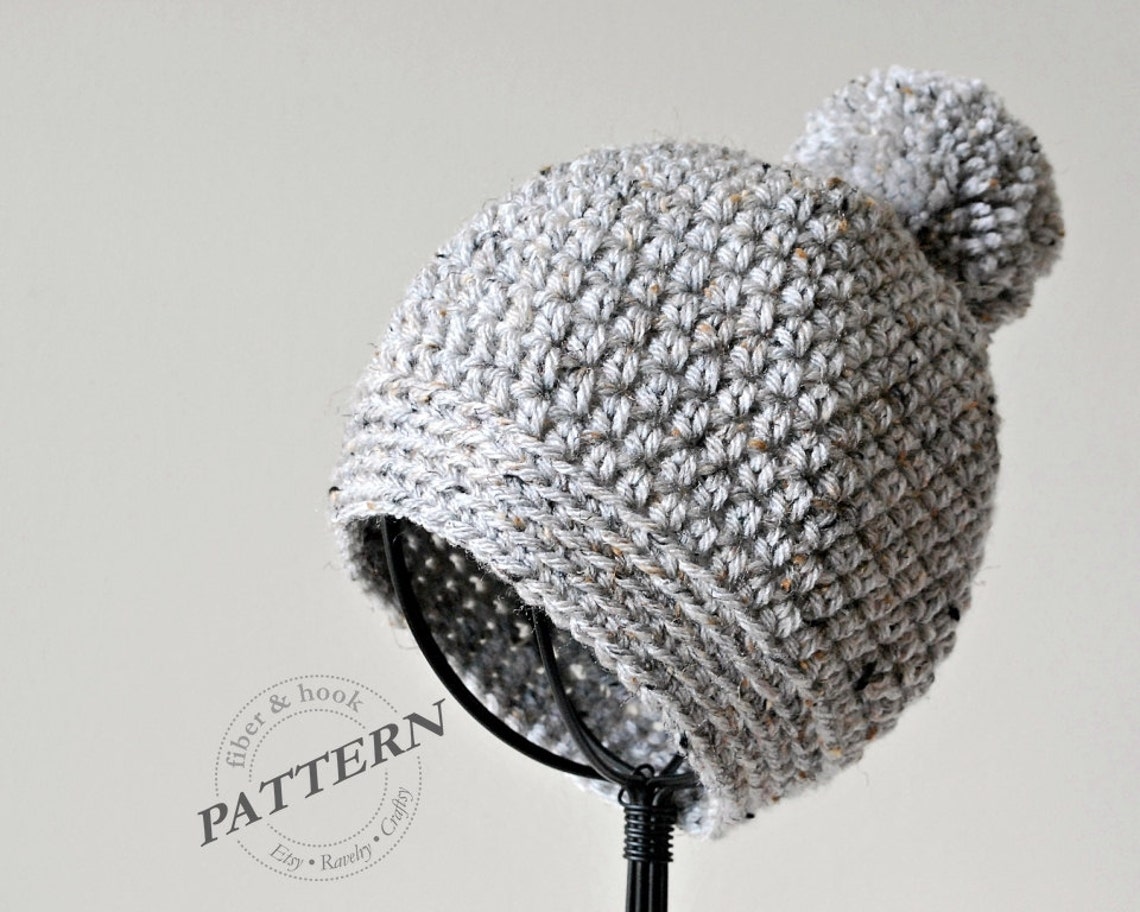 CROCHET PATTERN Pompom Beanie Crochet Pompom Hat Easy Etsy