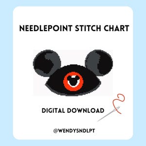 Cyfrowy wykres haftu krzyżykowego z uszami myszy