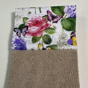 Toalha de flores/borboletas, toalha de cozinha, toalha de cozinha/banheiro, toalha de hóspedes, 100% algodão