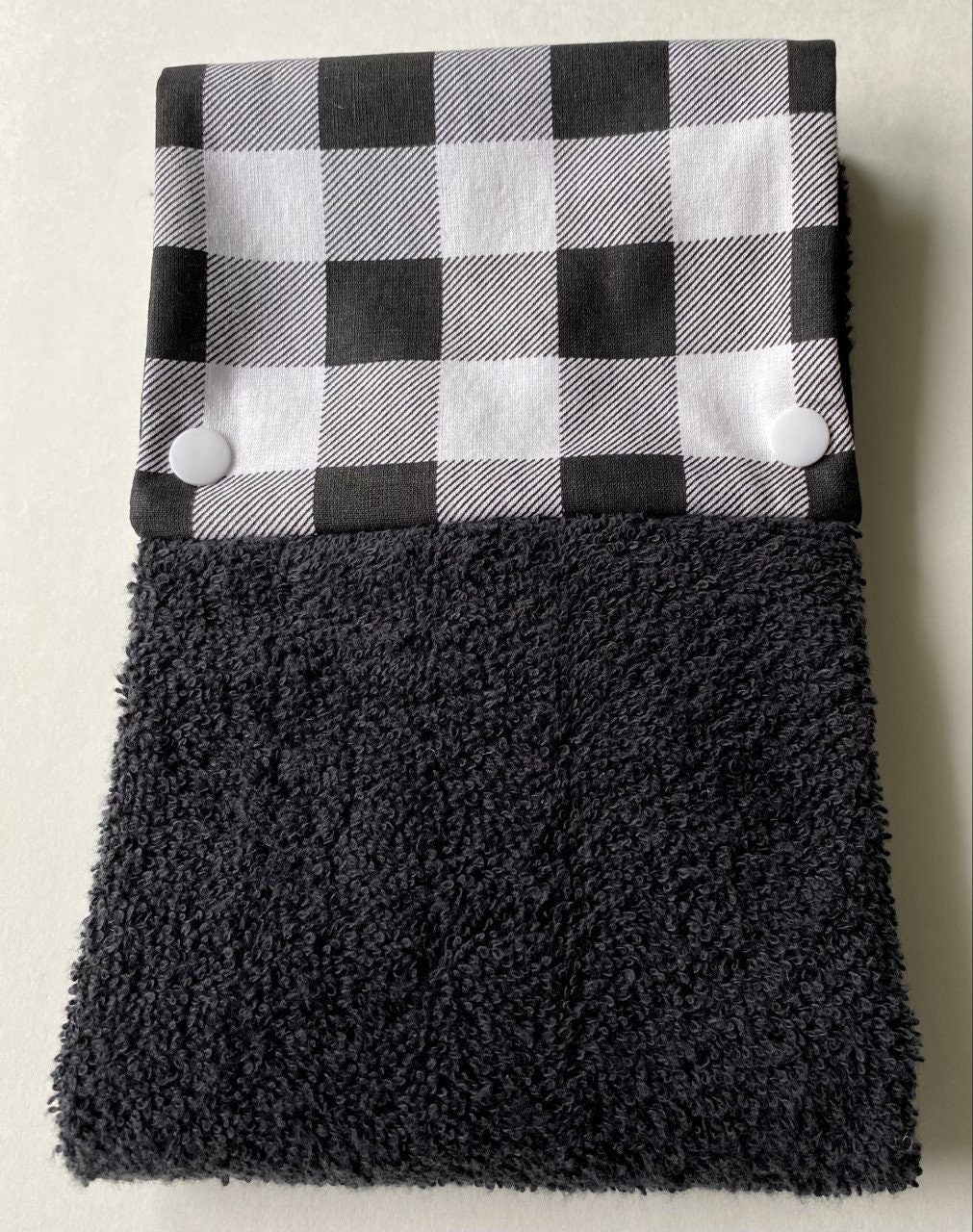 Big Black and White Buffalo Plaid Hand & Bath Towel by annaleeblysse