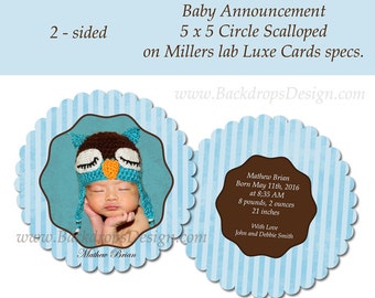 Baby Jungen Geburt Ansagen Vorlage Luxe Neugeborenen Photoshop-Vorlage