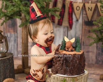 Cake Smash Photo Prop Stump für unsere Neugeborenen Fotografie Requisite Erster Geburtstag Handgemachter Nachttisch Tisch