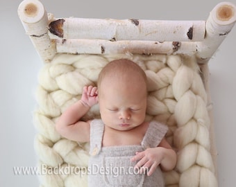 Birken Sie-Log Bett Neugeborenen Fotografie Weihnachten Bett Prop Baby Kinder Kinder Neugeborene Prop sofort lieferbar!   handgefertigte weiße Log Bett stützen