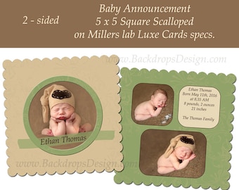 Baby Junge Mädchen Geburt Ansagen Vorlage Luxe Neugeborenen Photoshop-Vorlage