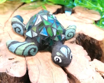 Mosaik-Schildkröte – Tiffany-Glas – Tier-Totem bringt Glück – handgefertigte Einzelstück-Dekoration