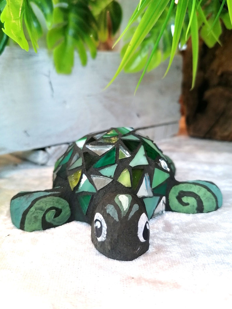 Mosaic Turtle Tiffany Glass Animal Totem Brings Good Luck Handmade