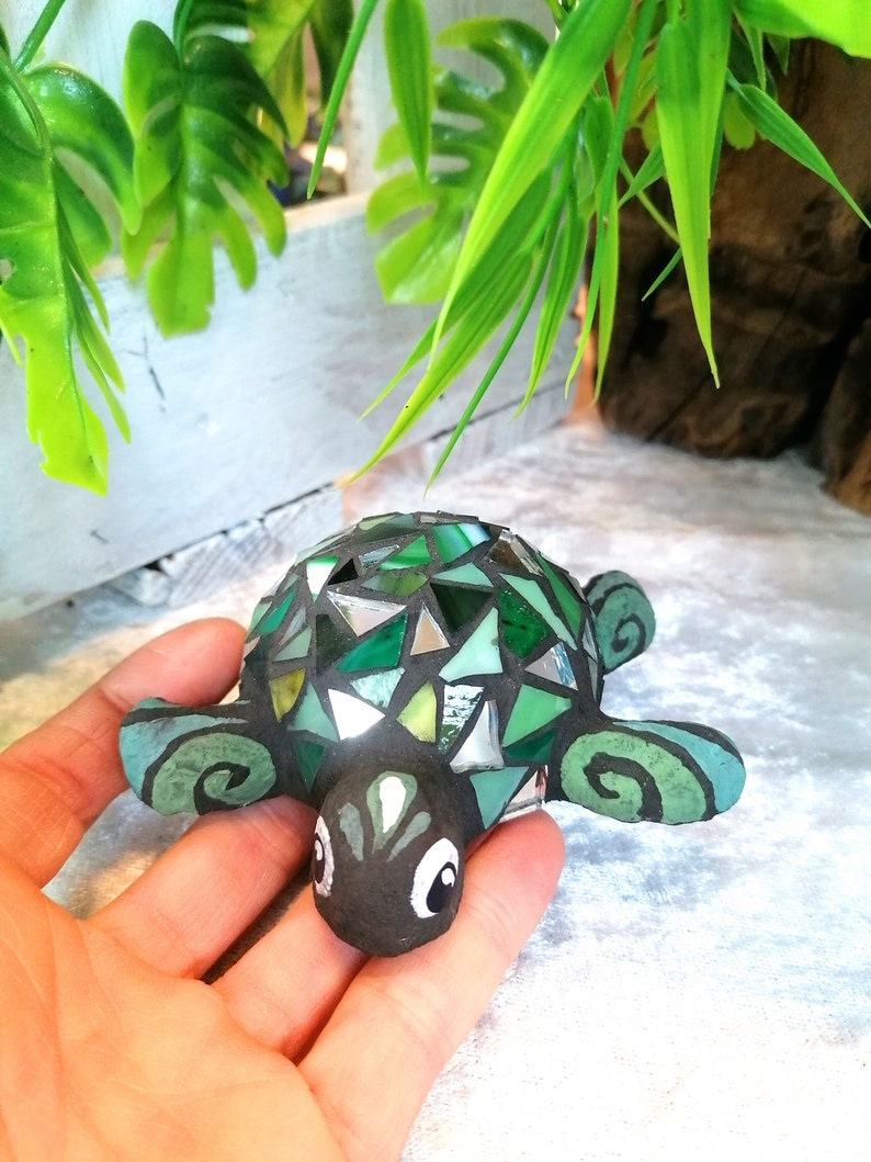 Mosaic Turtle Tiffany Glass Animal Totem Brings Good Luck Handmade