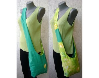 Tulip yellow green reversible shoulder bag