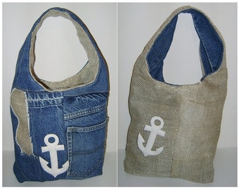 Reversible Bag with anchor brooch