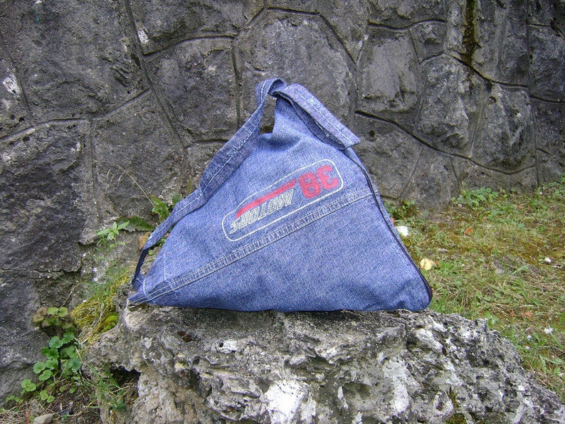 Denim Triangle bag and backpack in one