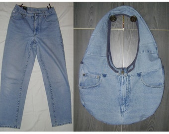 Blue Denim recycled ovoid Shoulder bag