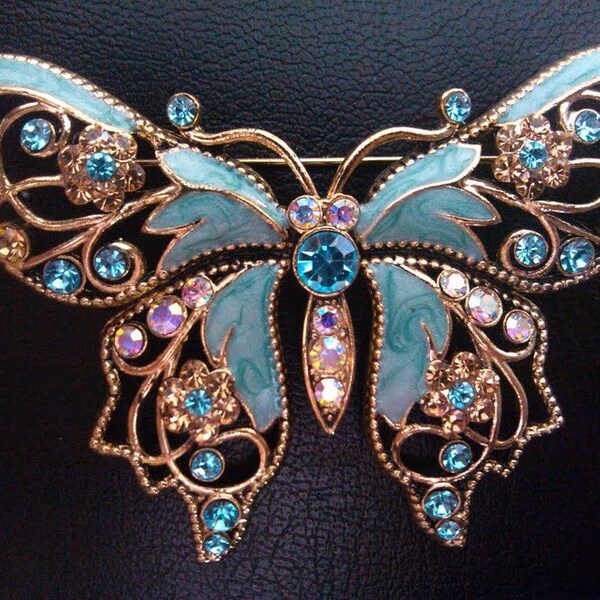 SALE Vintage Rhinestone Butterfly Brooch