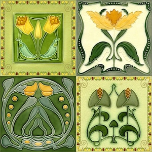 CO010 - A set of four Art Nouveau Reproduction Hardboard Coasters.