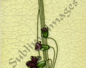 FP008 - Set of 5 Art Nouveau Ceramic Tiles (Reproductions) - Various Sizes.