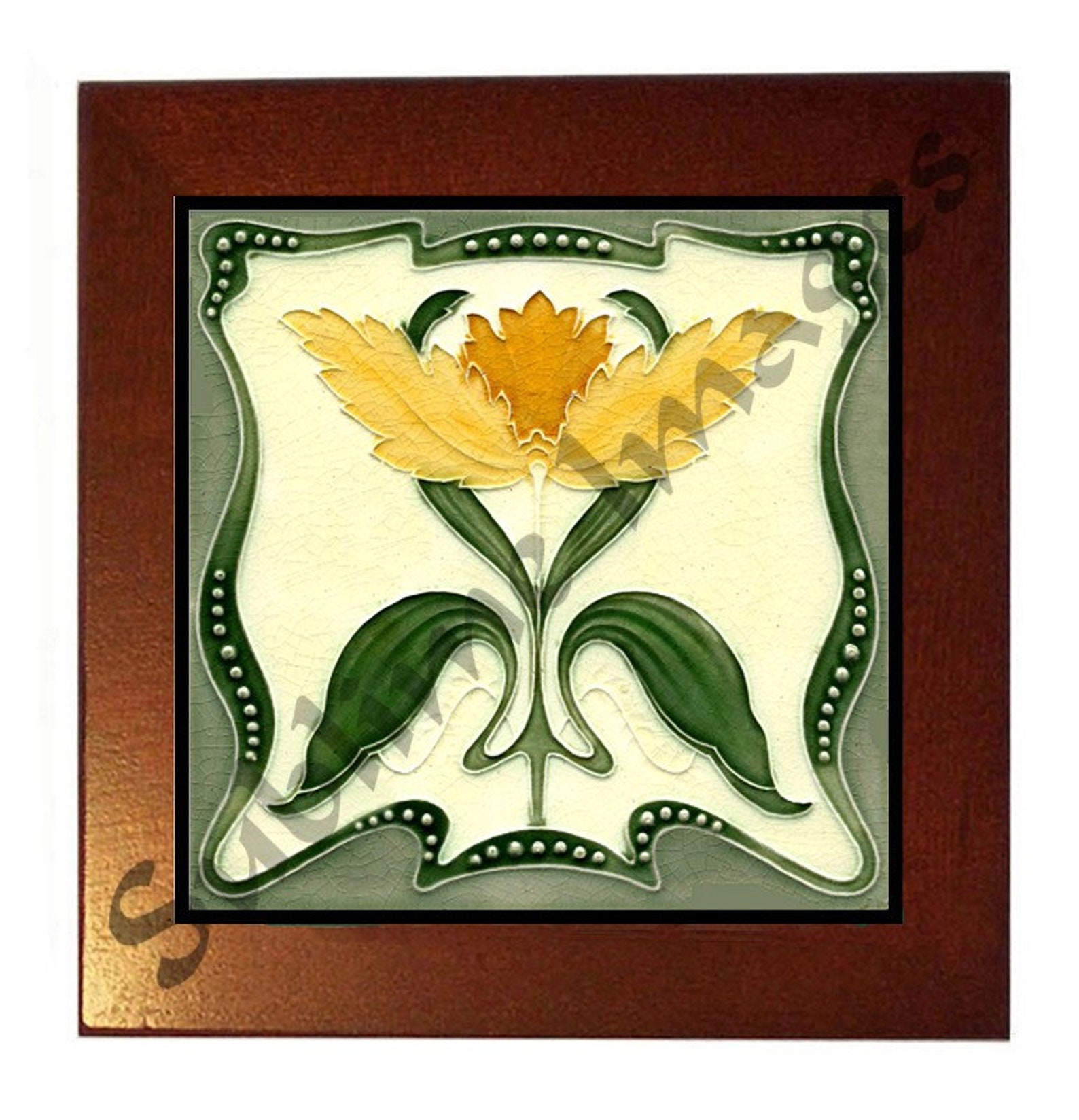 AN085 Gloss Ceramic Tile Vintage Art Nouveau Reproduction Etsy