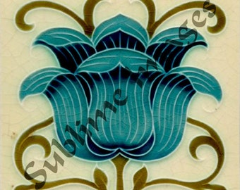 AN073 - Gloss Ceramic or Glass Tile - Art Nouveau Reproduction Tile - Various Sizes.