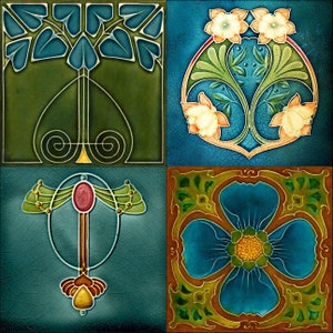 CO025 - A set of four Art Nouveau Reproduction Hardboard Coasters.