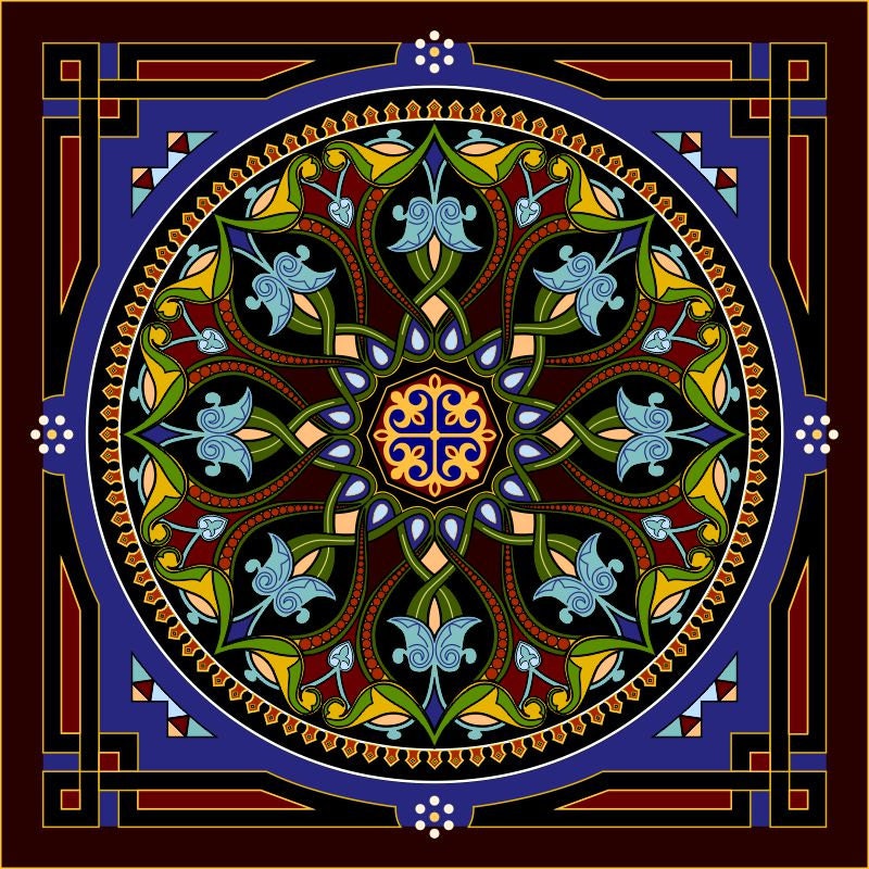 超人気の雑貨店 Tiles Ceramic Gloss - IO025 - Pattern Floral Islamic ジャケット・アウター