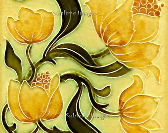 AN017 - Gloss Ceramic or Glass Tile - Art Nouveau Reproduction Tile - Various Sizes.
