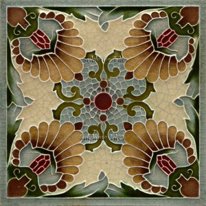 AN037 - Gloss Ceramic or Glass Tile - Vintage Art Nouveau Reproduction Tile - Various Sizes
