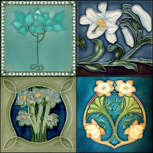 Vintage Retro Ceramic Wall Tile Coaster Germany Flowers Art Deco 