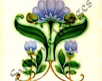 Art Nouveau Floral Tile: Gibbons, Hinton & Co. Reproduction