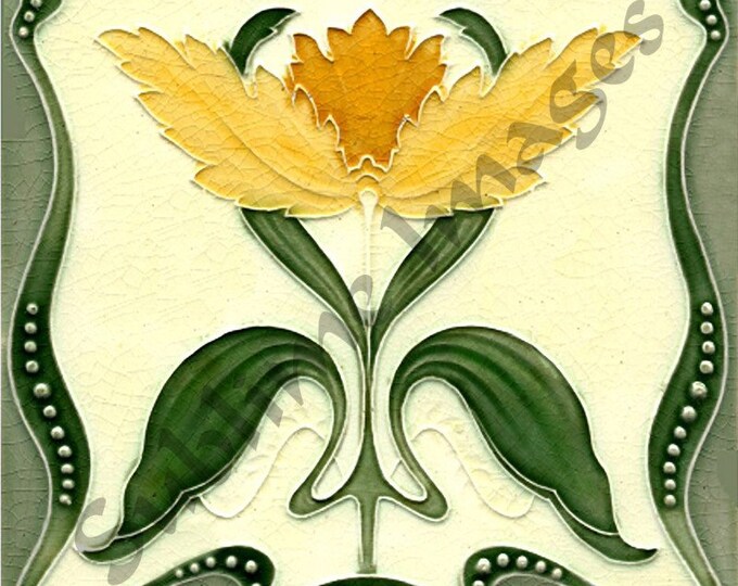 AN085 Gloss Ceramic Tile Vintage Art Nouveau Reproduction Etsy