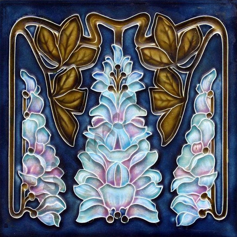 AN090 Gloss Ceramic Tile Vintage Art Nouveau Reproduction Etsy