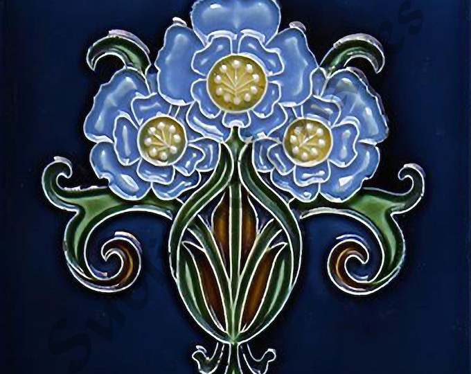 AN096 Gloss Ceramic Tile Vintage Art Nouveau Reproduction Etsy
