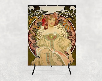 Alphonse Mucha Art Nouveau Tile: Champagne Printer Publisher, Belle Époque Decor
