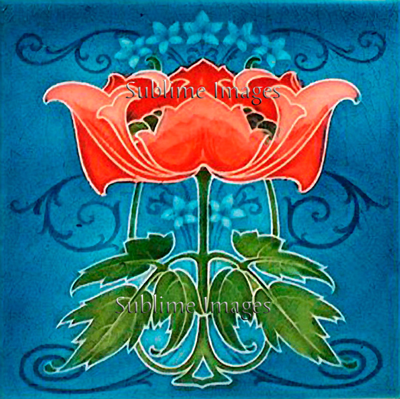 AN072 Gloss Ceramic Tile Vintage Art Nouveau Reproduction Etsy