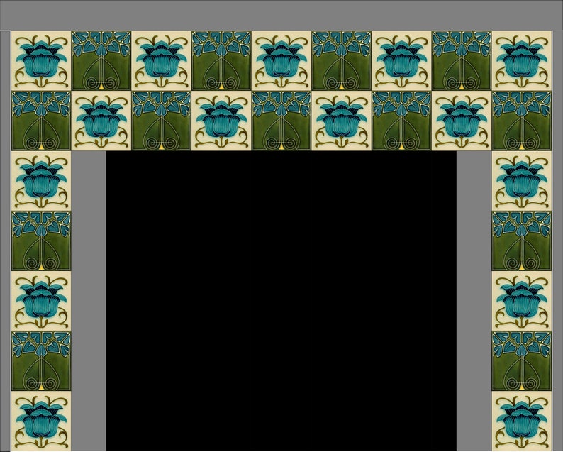 Fp001 Ceramic Art Nouveau Tiles For A Fireplace Design Etsy