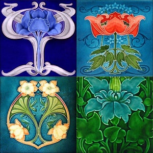 CO008 - Un ensemble de quatre sous-verres en panneau dur de reproduction Art nouveau.