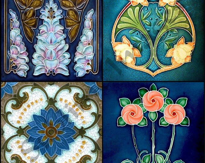 Art Nouveau Wall Tile Flower Tile Brown Ceramic Art Tile Etsy