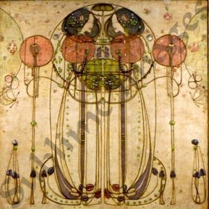 MU005 - A 3 Ceramic Tile Mural of Wassail by the artist Charles Renee MacKintosh - Art Nouveau Reproduction Tiles.