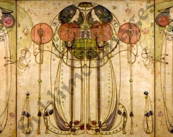 Charles Renee MacKintosh Ceramic Tile Mural: Art Nouveau Wassail Reproduction