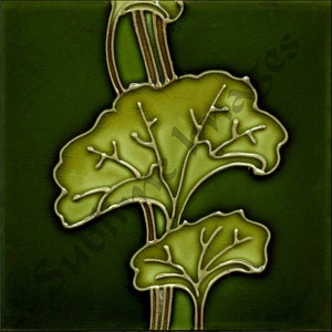 FP005 - Set of 5 Art Nouveau Ceramic Tiles (Reproductions) - Various Sizes.