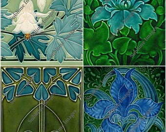 CO006 - A set of four Art Nouveau Reproduction Hardboard Coasters.