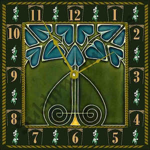WC034 - Art Nouveau Tile Wall Clock.